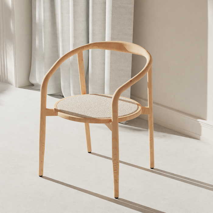 Silla de comedor Ely - Asiento redondo de tela - Roble - VDF115