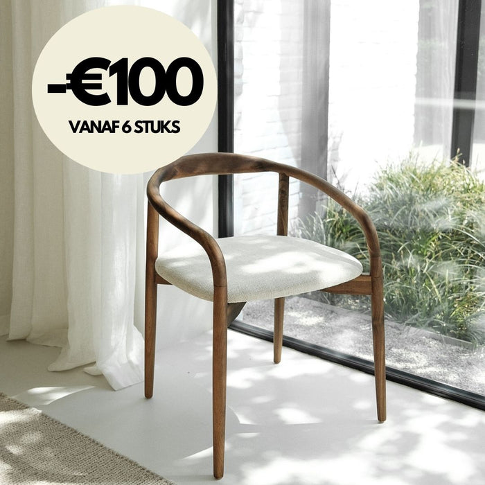 Silla de comedor Ely - Asiento rectangular de tela - Color madera humo - Madera de fresno