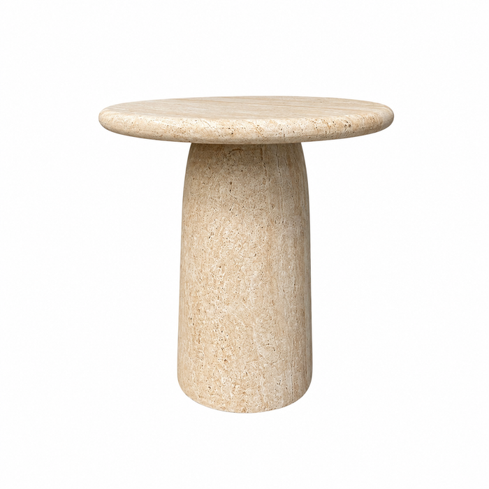 Mesa auxiliar Eze - D50 H50 - Policompuesto - Travertino blanco