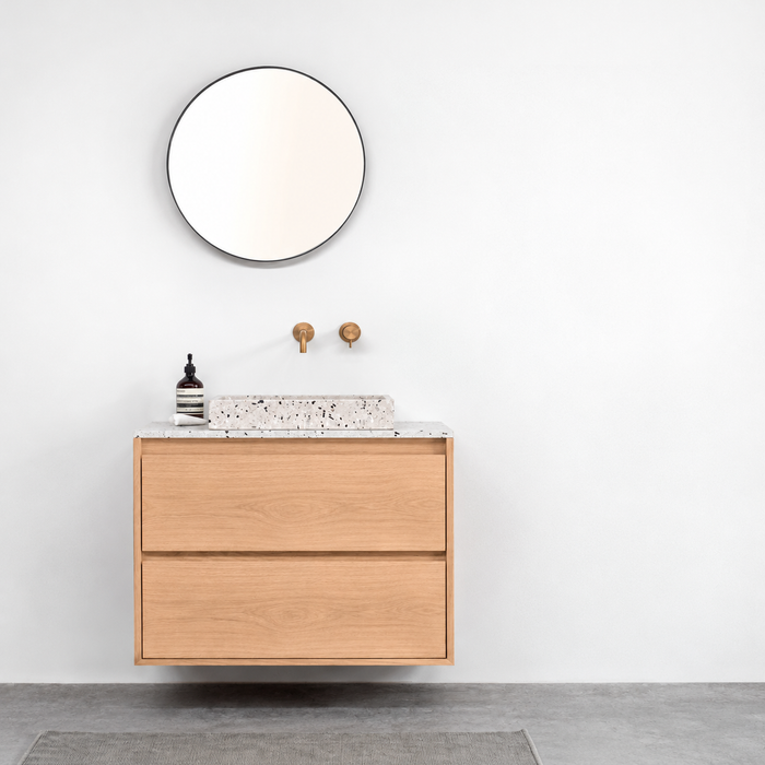 Ann oak bathroom vanity with terrazzo basin, George, 80 cm