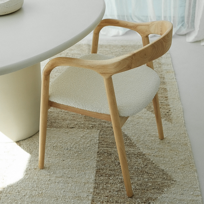 Chaise de salle à manger - Muret - Assise Bouclé - Chêne