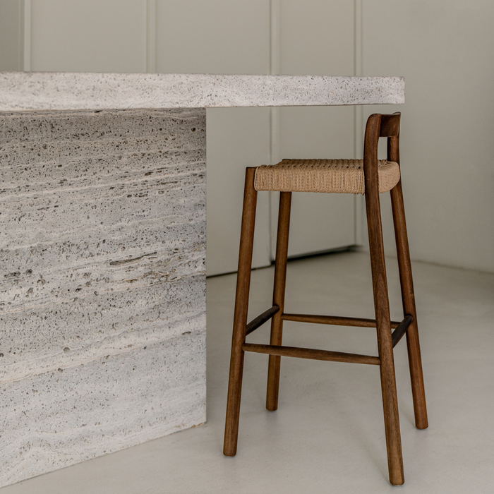 Barhocker Nulla - Sitzhöhe 75 cm - Akaziennussbaum - Geflochtener Sitz