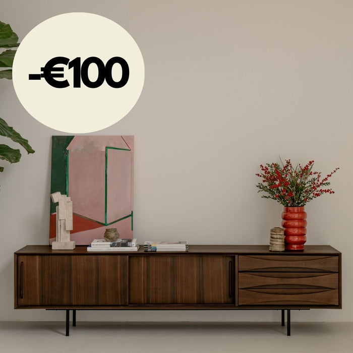 Mueble de televisión vintage con cajón - Oskar - 220 cm - Smoke hout