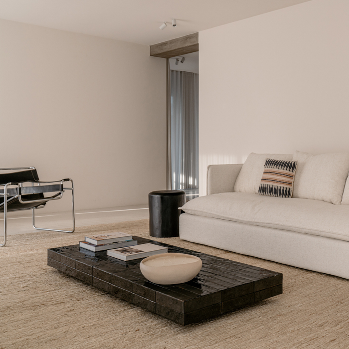 Table basse Tilo - Plateau en carreaux noirs - Rectangulaire - 168 cm