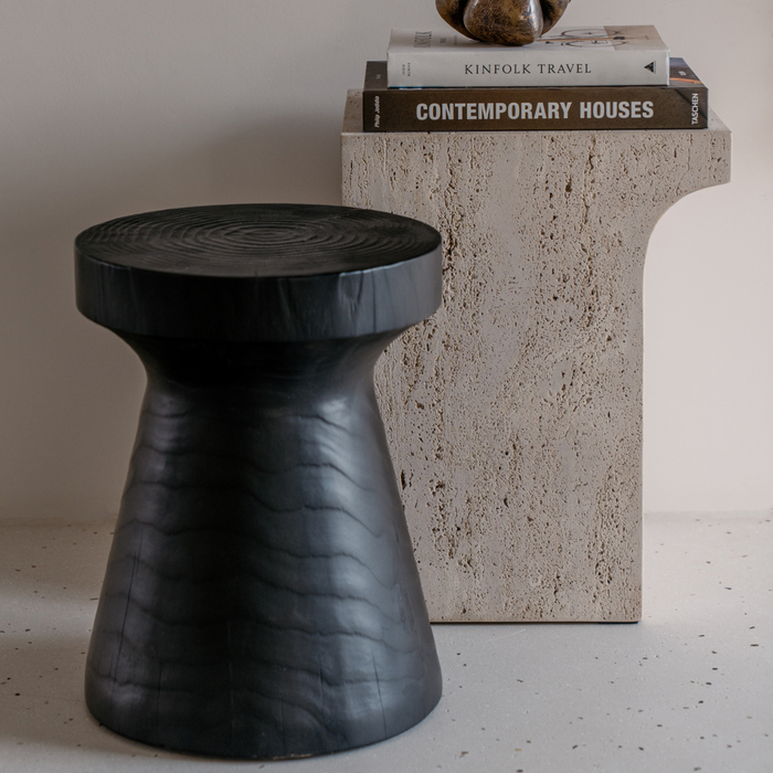 Bijzettafel Sova - massief grenenhout - zwart