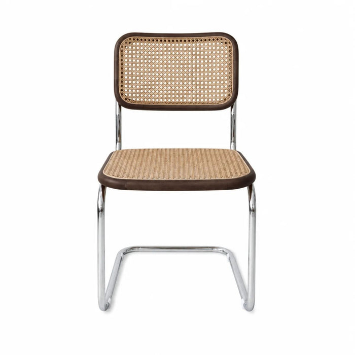 Esszimmerstuhl Swing – Natur-Rattan – Rauch/Chrom