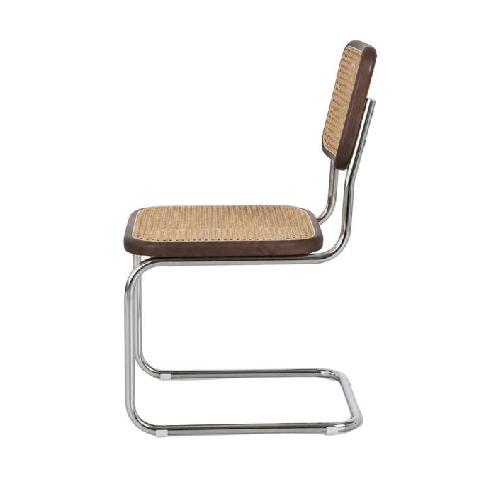 Esszimmerstuhl Swing – Natur-Rattan – Rauch/Chrom