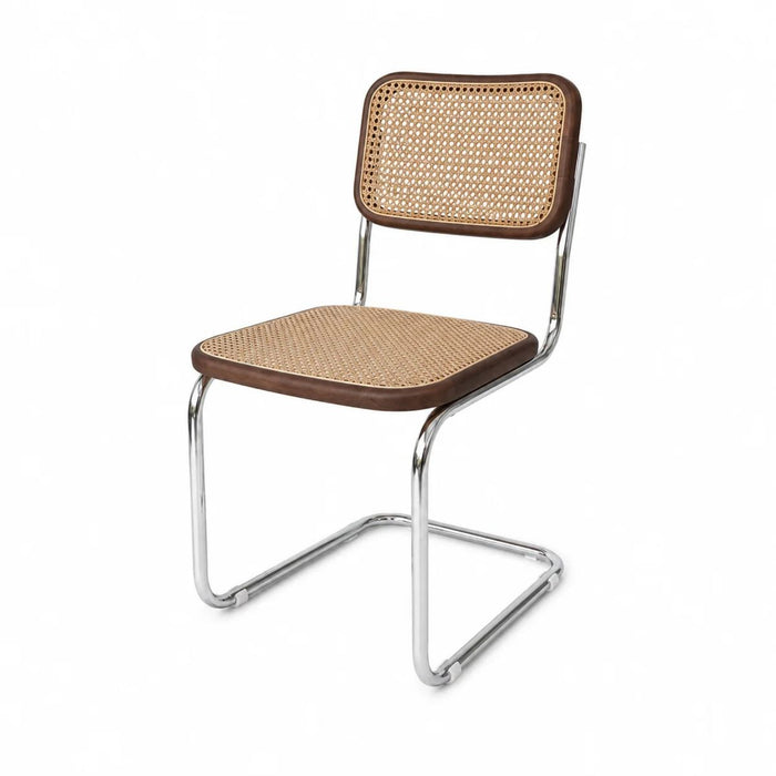 Esszimmerstuhl Swing – Natur-Rattan – Rauch/Chrom