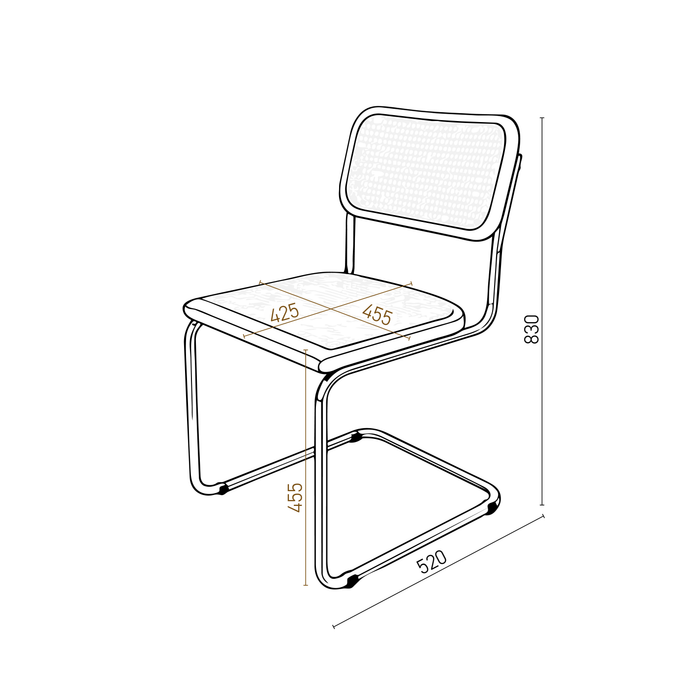 Silla de Ratan Natural - Nogal/Cromo - Swing