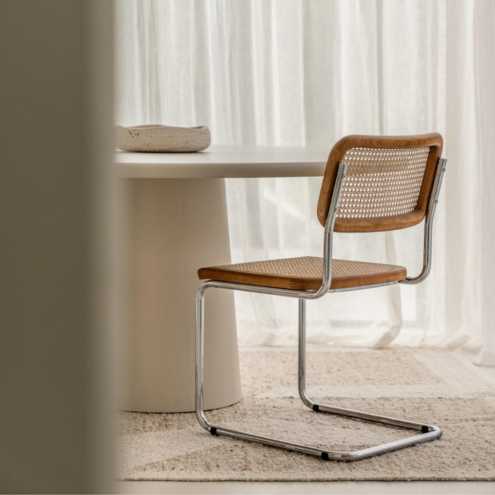 Silla de Ratan Natural - Nogal/Cromo - Swing