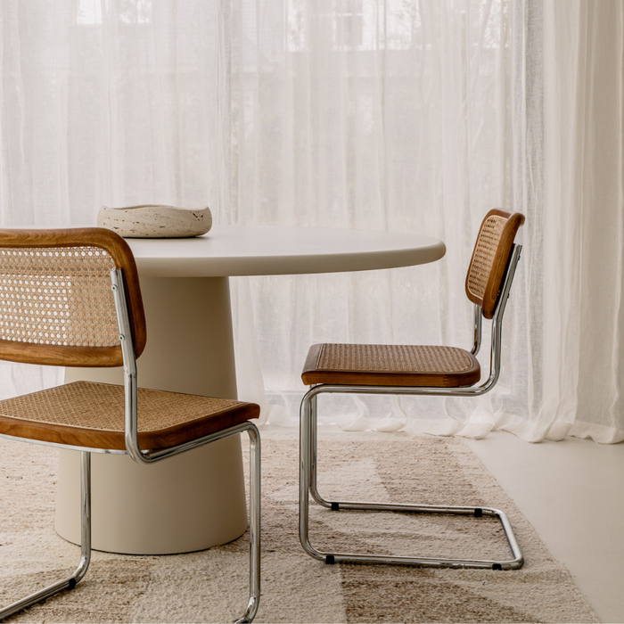 Silla de Ratan Natural - Nogal/Cromo - Swing