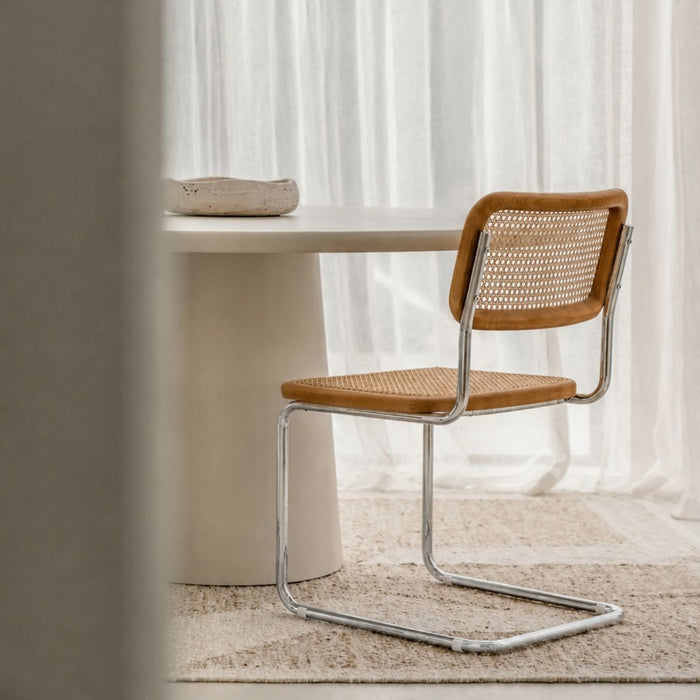 Dining Chair Swing – Natural Cane – Walnut/Chrome