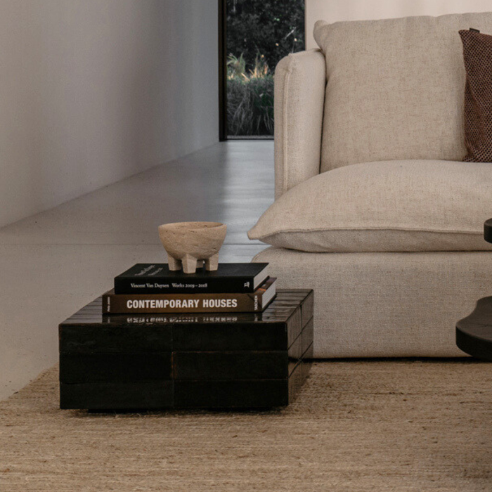 Coffee table Vence - Black tiles - Low - 27 cm