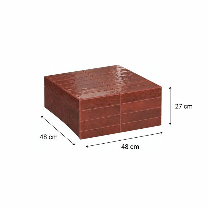 Vence coffee table - Cinnamon color - Tiles - Low - 27 cm