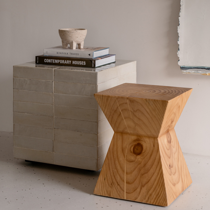 Mesa de centro Vence - Azulejos beige claro - Alto - 39 cm