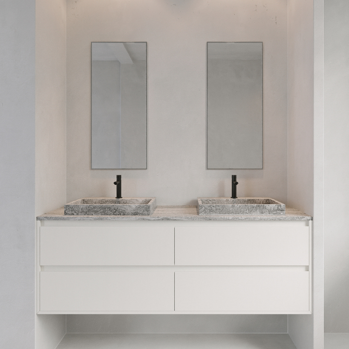 White wooden bathroom cabinet - ANN - White - 150 cm
