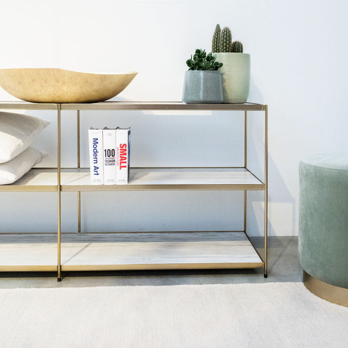 Console table - White Marble + Black Frame - Luiza