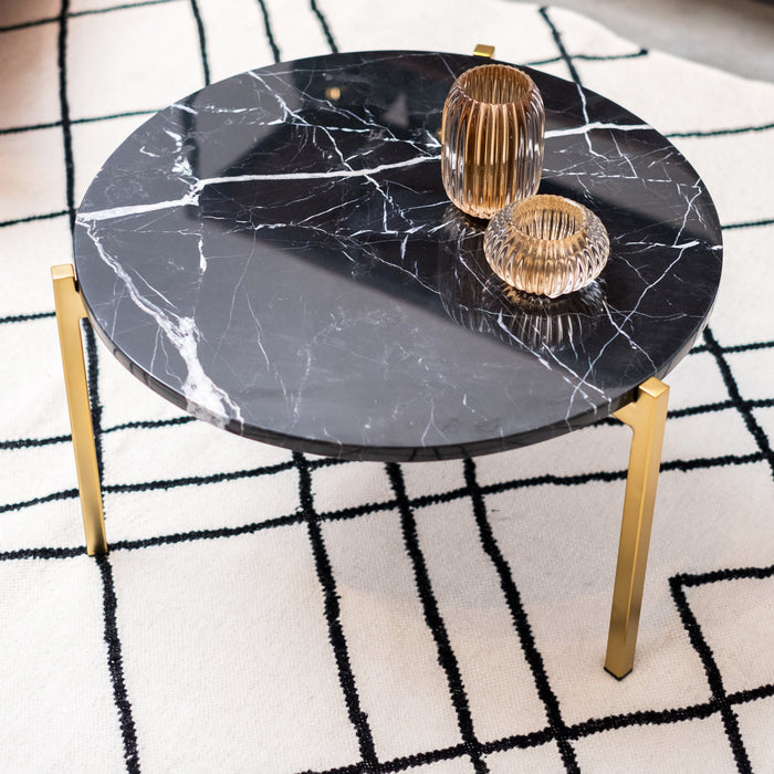 Marble Coffee table - Leonard - Black Marble - Ø58cm