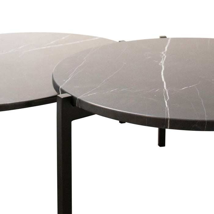 Table Basse en Marbre - Leonard - Marbre Noir - Ø58cm