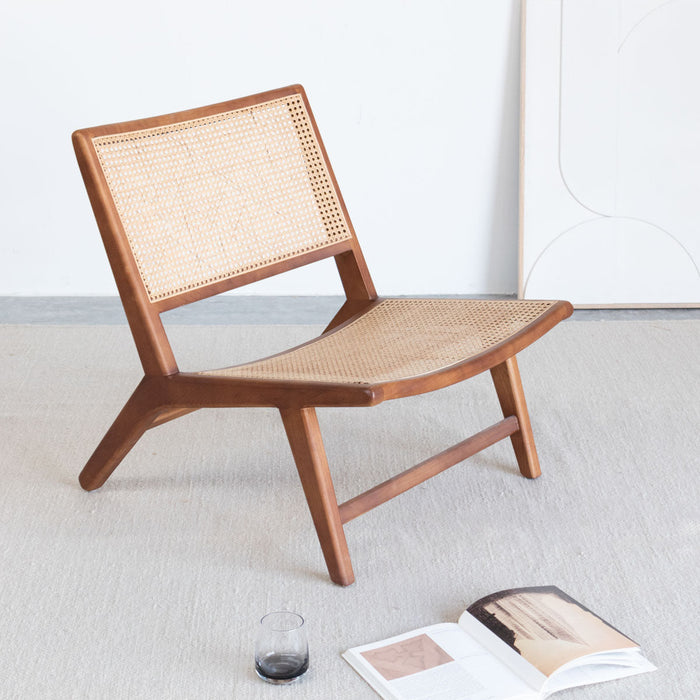 Rieten Fauteuil Flora Naturel Rotan Walnoot alt