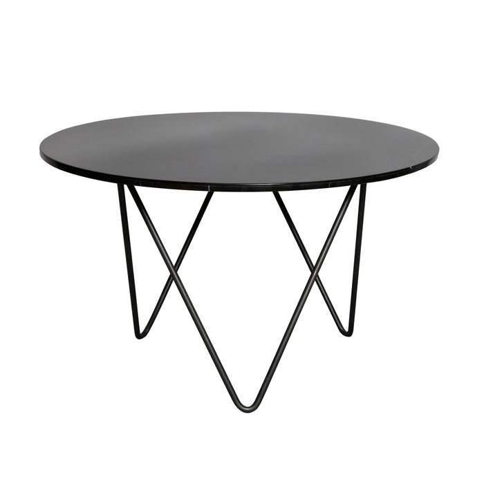 Table à manger ronde avec plateau en marbre - Harris - Noir - Ø125cm